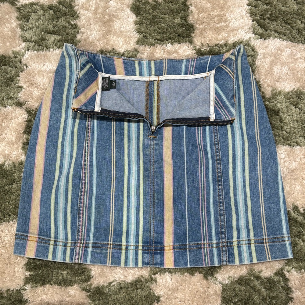 Striped Denim Skirt - Blue and Tan - Picture 5 of 5